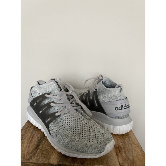 Adidas Tubular Nova Sneakers Shoes Size 8 Blue Grey Laces Slip On Knit Running - Picture 1 of 7